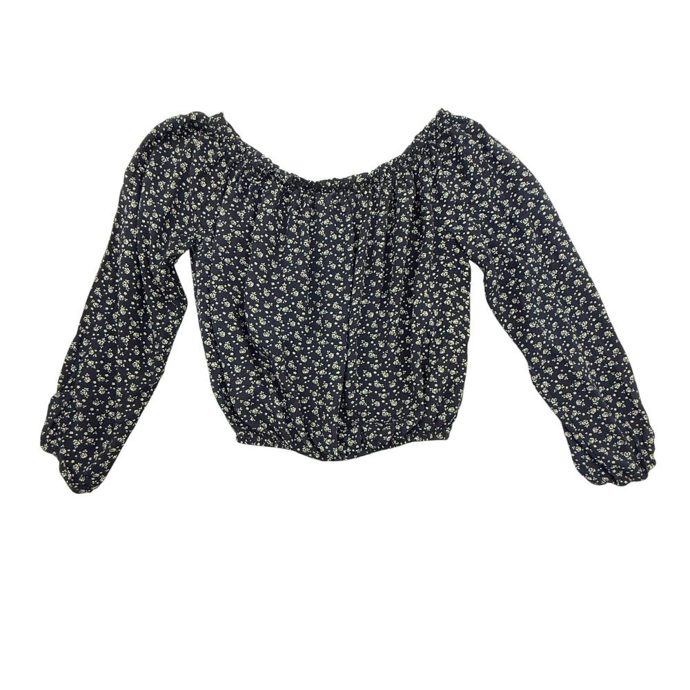 John Galt Blouse Women One Size Blue Floral Boho Off the Shoulder Top